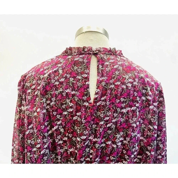 NWT DRAPER JAMES Women Long Sleeve Partially Lined Shirred Red Floral Dress XXL - Picture 7 of 12